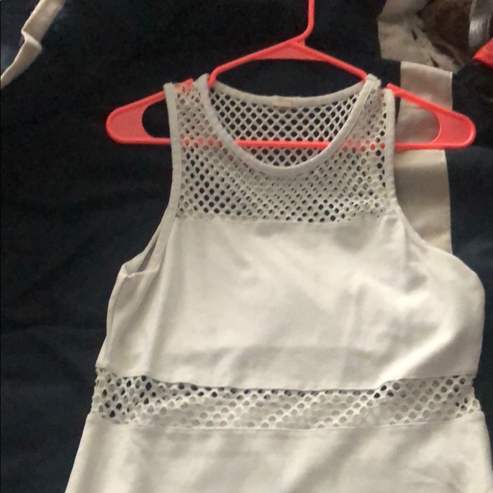 White bodycon dress with mesh detailing